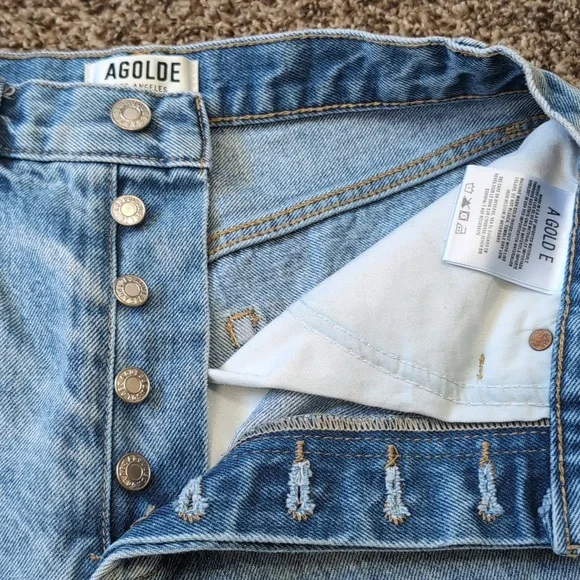 Agolde Riley High Rise Straight Cropped Denim Button-Fly Jeans Size 26 - Picture 10 of 13